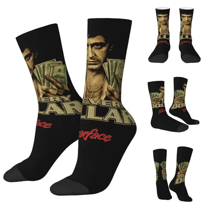 Chaussettes unisexes avec impression 3D, film planchers face, Tony Montana, 2020