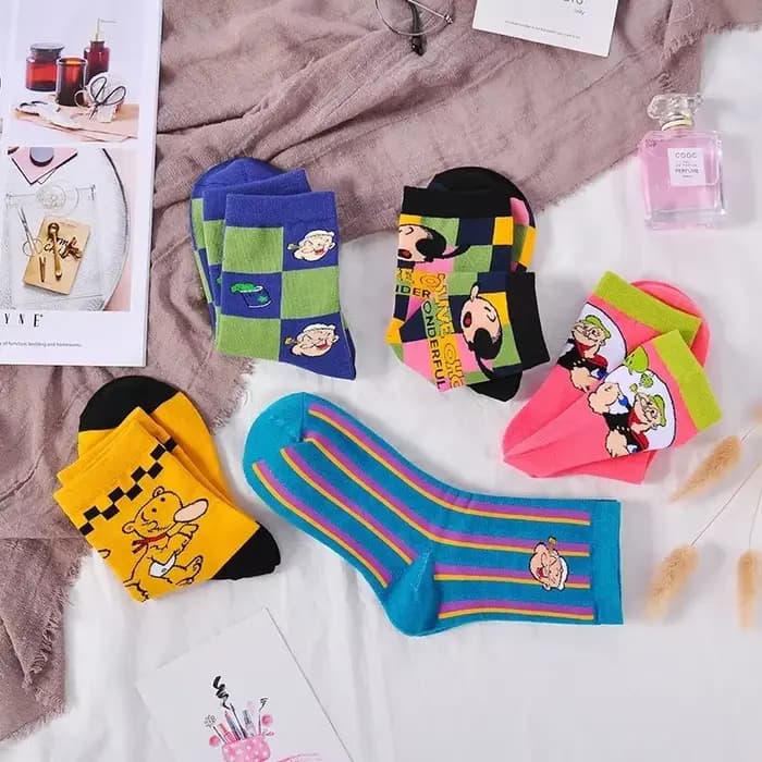 Chaussettes Tube rayées à carreaux colorés