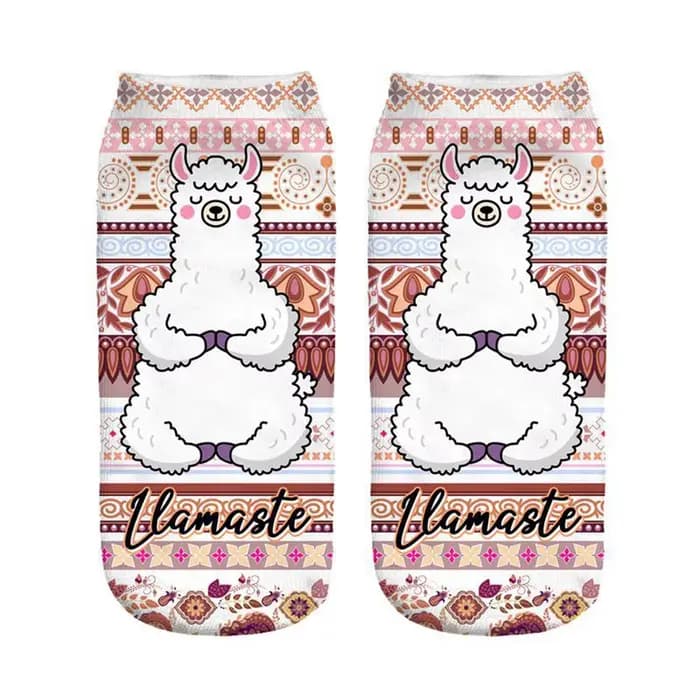 Impression 3D joyeux alpaga femmes chaussettes Unixex Invisible Sokken magique Cool mouton Art nouveauté cadeau livraison directe