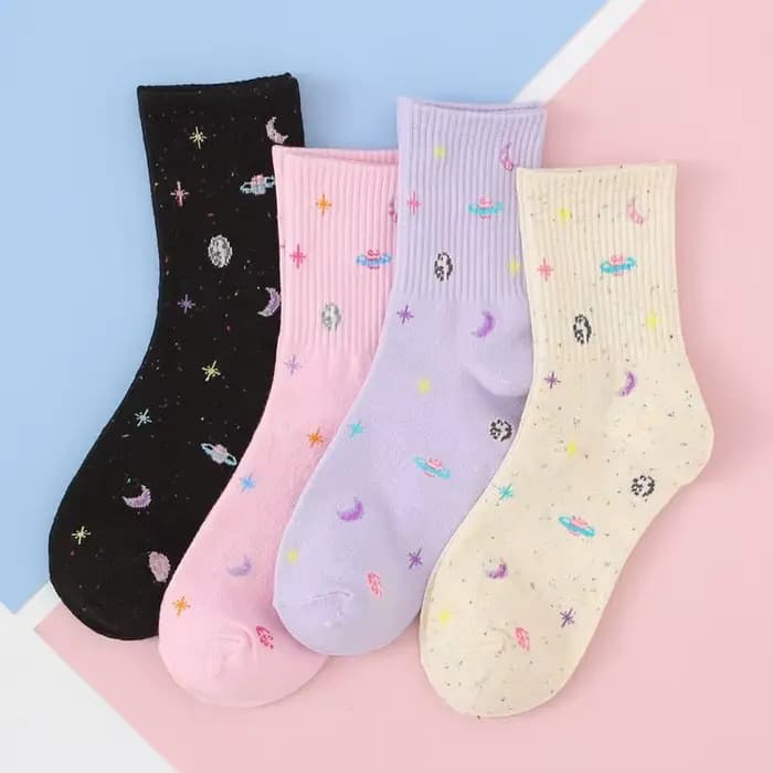 Harajuku lune étoiles chaussettes femmes