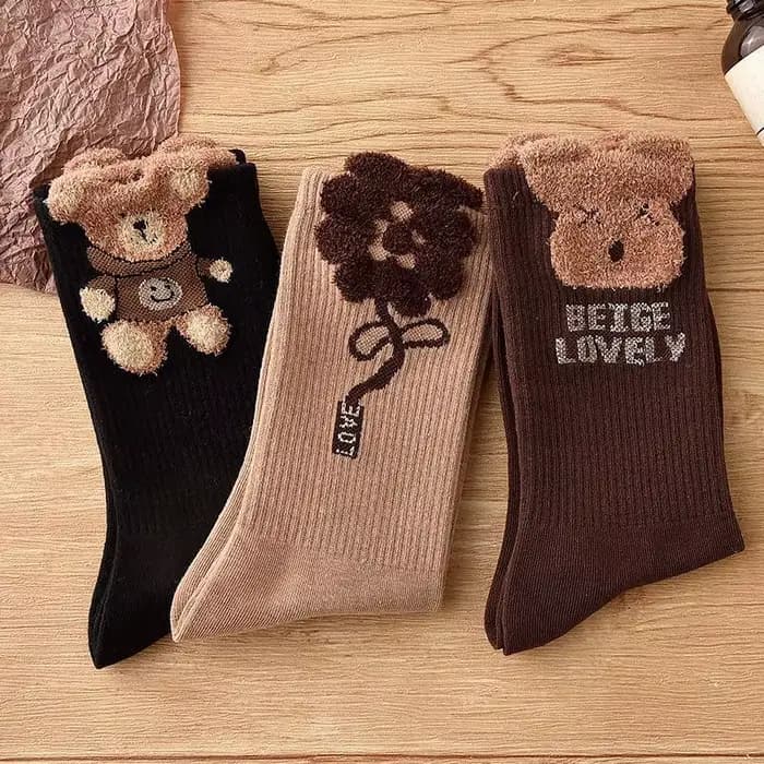 Chaussettes en coton rétro marron pour femmes