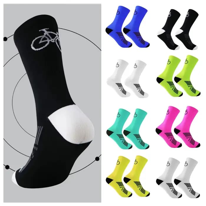 1 paire de chaussettes de cyclisme d'entraînement en plein air, renforcées aux orteils, tricotées, respirantes, antidérapantes, durables, unisexe, tailles européennes 38-43