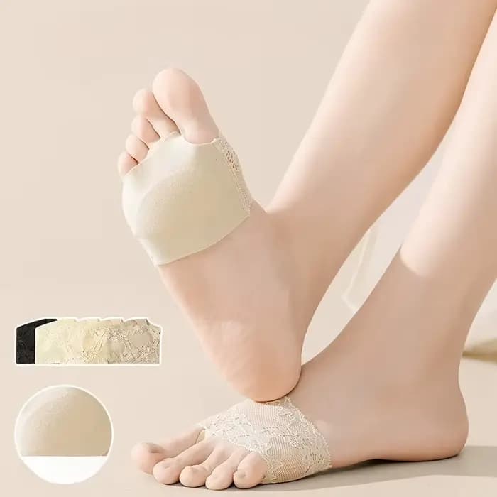 1 Paire de coussinets d'avant-pied en silicone respirant antidérapant pour talons hauts, avec motif floral en dentelle, pour femme, été