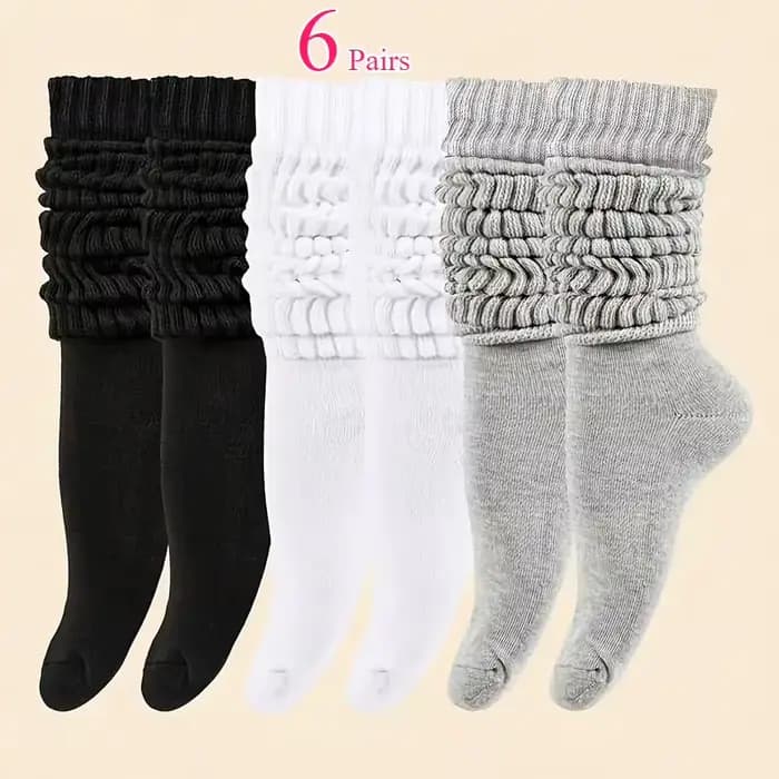 6 paires de chaussettes mi-mollet pour femmes