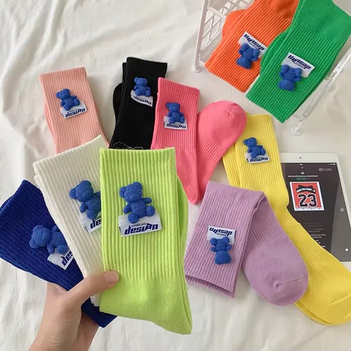Chaussettes ours bleu Kawaii pour femmes
