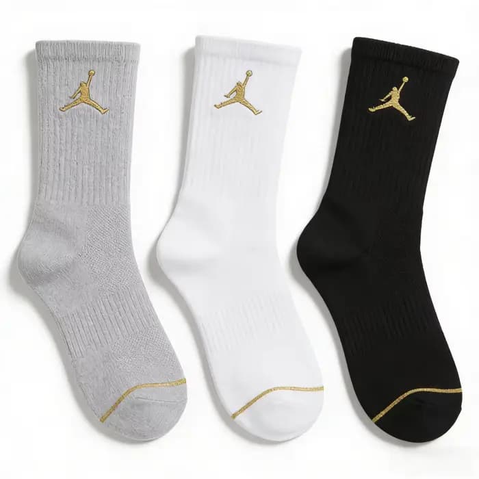 Chaussettes de basket-ball Nike : AJ Jordan Triple Pack Chaussettes mi-mollet pour hommes et femmes – Respirantes et anti-humidité SX5545-915