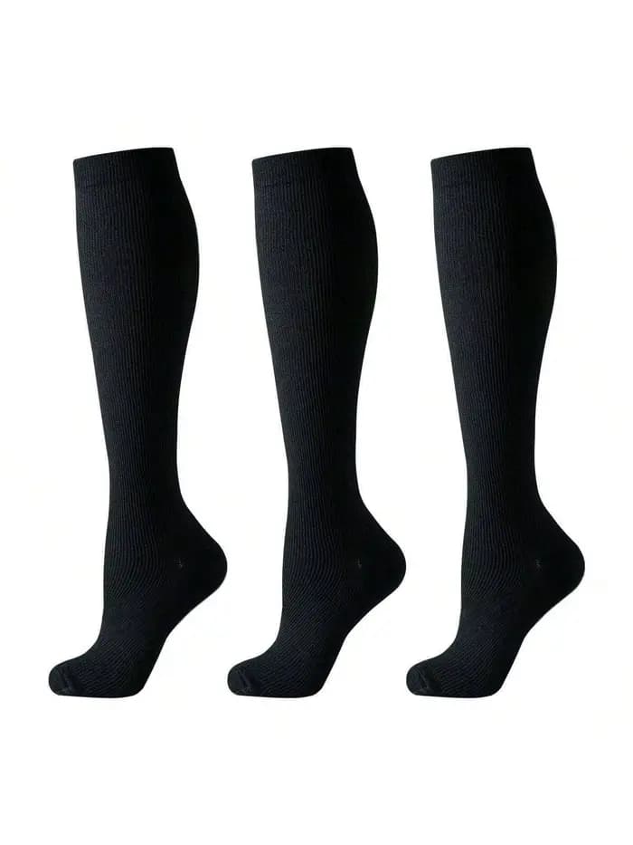 6 paires de chaussettes de compression – Design unisexe jusqu'aux genoux avec tissu doux et léger
