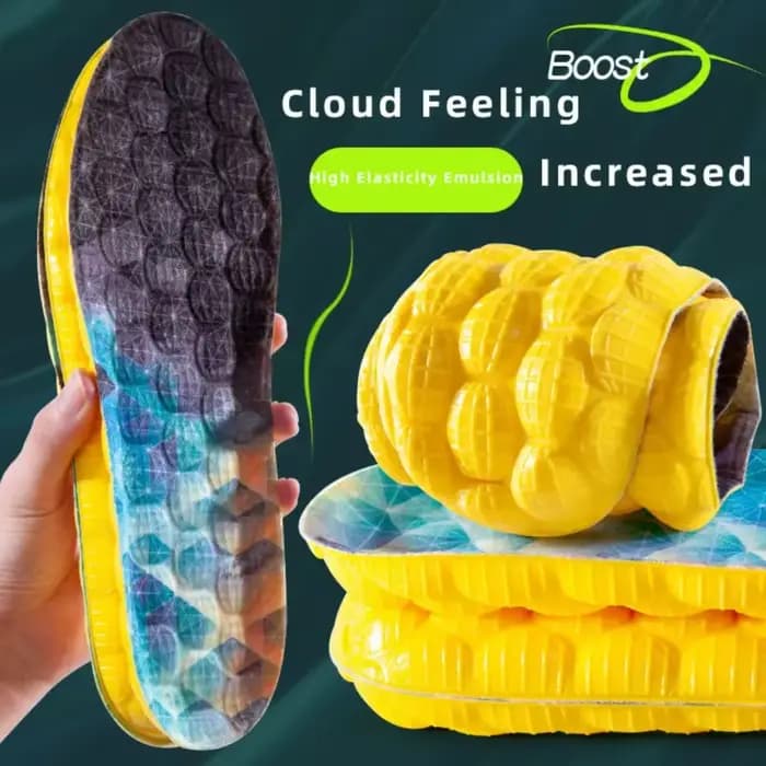Semelles intérieures de sport nuage 4D pour chaussures de course, semelle en PU, coussin d'absorption des chocs doux et respirant, soins orthopédiques, Support de voûte plantaire, coussinets de pieds