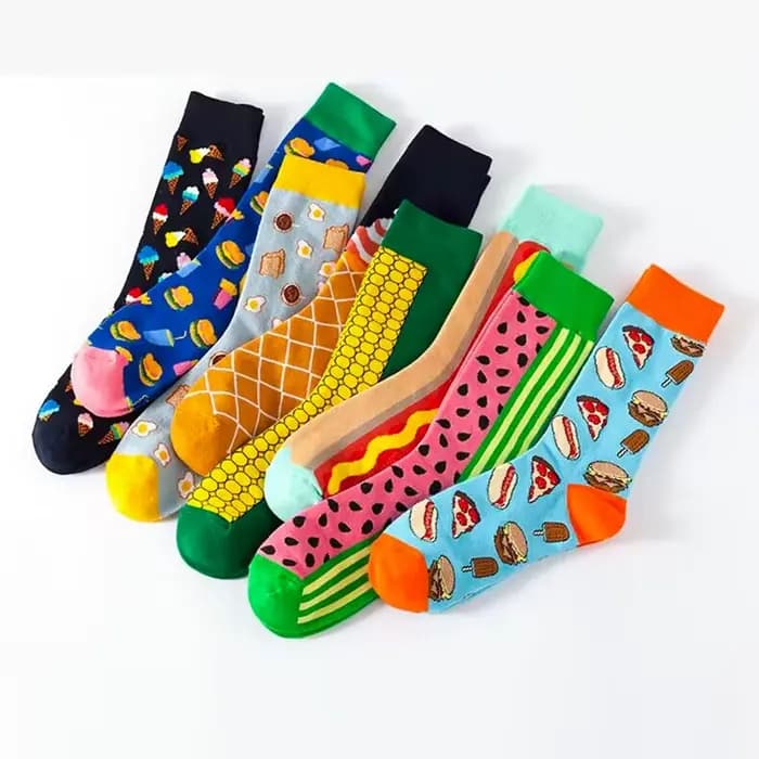 Chaussettes drôles hommes femmes décontracté dessin animé bière Hamburger oeuf saucisse crème glacée avocat coeur Sokken unisexe nouveauté Skateboard Meias
