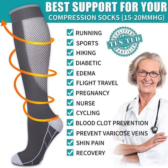1 paire de chaussettes de compression pour femmes et hommes