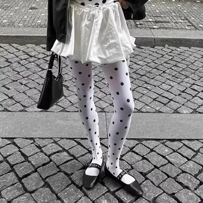 Collants à pois Y2K pour femmes