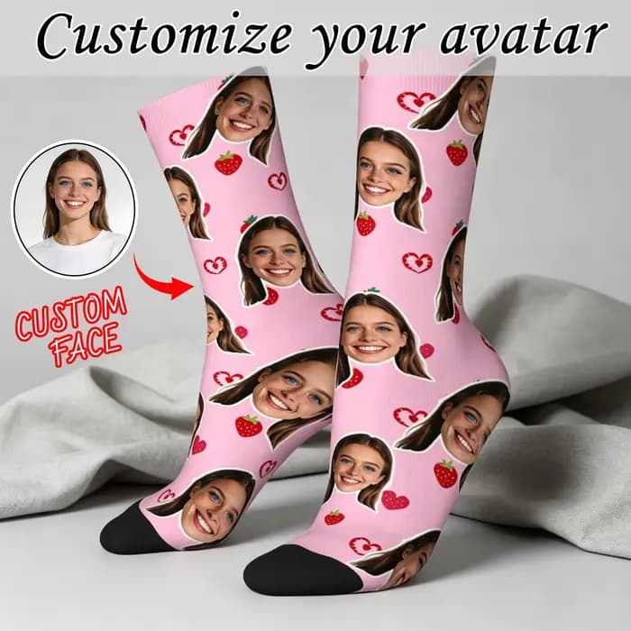 Chaussettes avatar personnalisées pour femmes, chaussettes avec photo personnalisée, chaussettes avec image personnalisée, cadeaux personnalisés