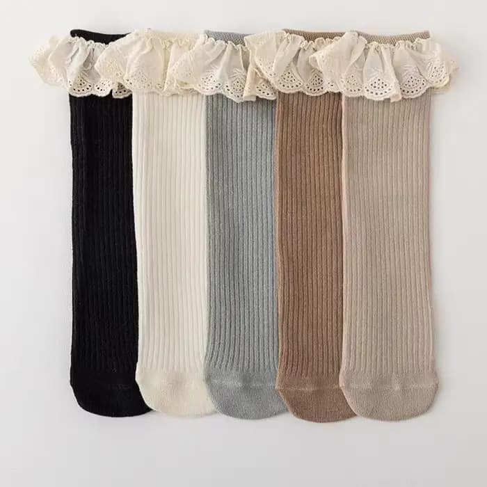 Bébé filles genou chaussettes hautes longues enfants doux coton dentelle trucs princesse