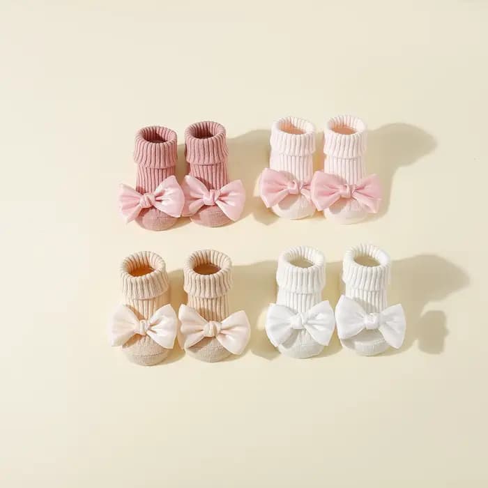 Chaussettes antidérapantes pour bébé avec de jolis nœuds