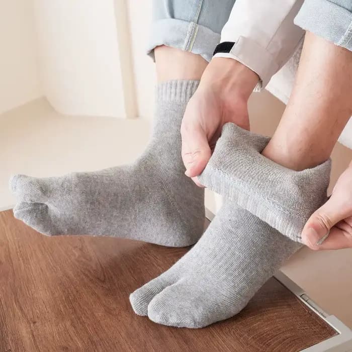 Chaussettes épaisses à 2 doigts pour hommes, tongs d'affaires de couleur unie, chaussettes à bout fendu, Tube central thermique en coton, automne et hiver