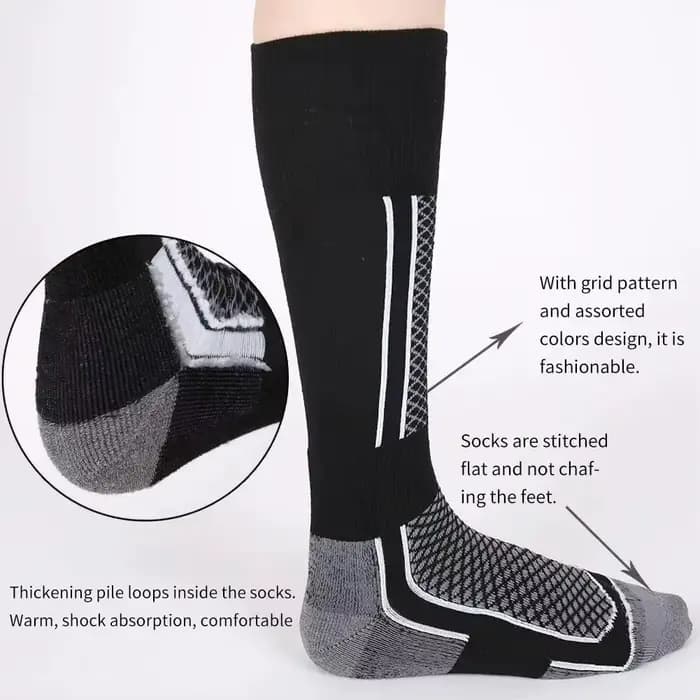 DIZETION 1 paire hiver chaud épaississement bas de Ski chaussettes de randonnée pour femmes hommes enfants Anti-froid en plein air haut bas de sport