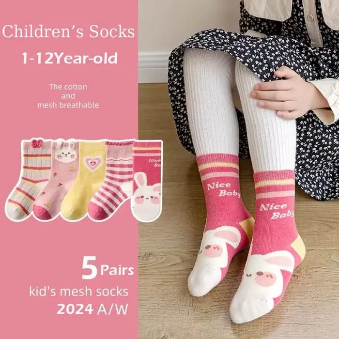 Chaussettes en coton rose pour bébés filles