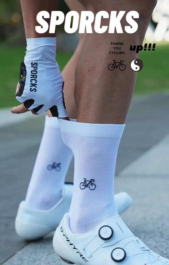 2025 Chaussettes de cyclisme à motif de vélo Sporcks Printemps et été Hommes et femmes Sports