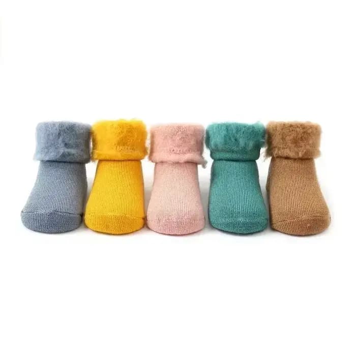 Chaussette en coton thermique en peluche pour nouveau-né