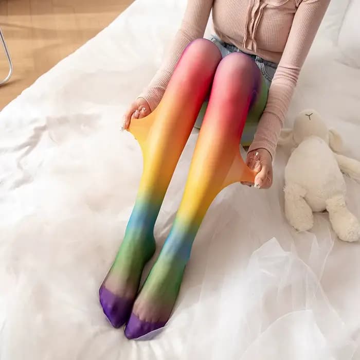 Collants Colorblock pour fête quotidienne, collants à pieds fins élastiques taille haute, bas et bonneterie pour femmes