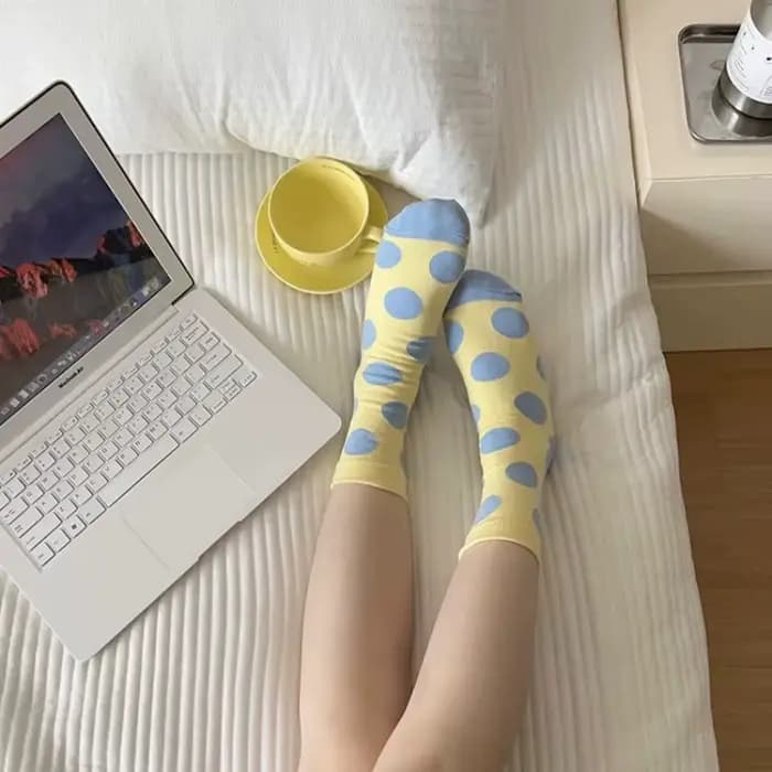 6 paires de chaussettes colorées à pois pour femmes au printemps et en été
