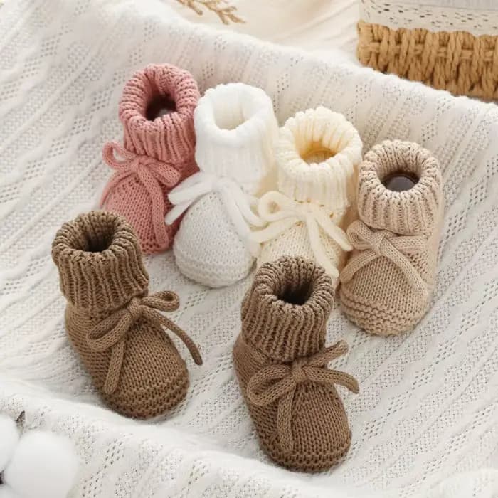 Adorables chaussures en tricot avec nœud pour bébé