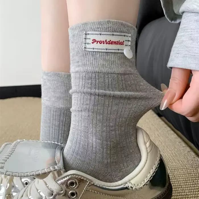 1/3 paires printemps automne femmes bouton étiquette mi Tube chaussette à la mode doux Style coréen