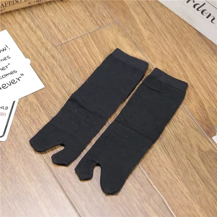 Nouveau japonais hommes et femmes été bambou Fiber deux doigts chaussettes noir Kimono bascule sandale fendu Ninjia