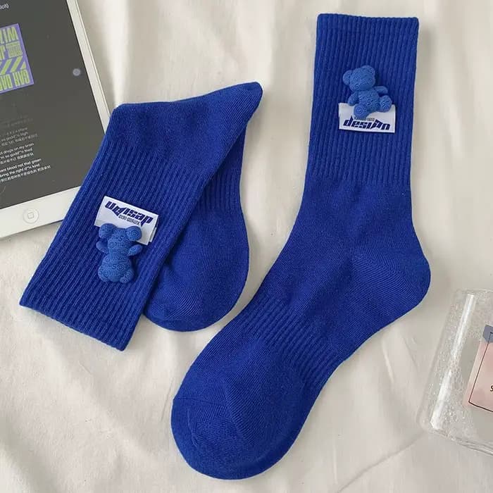 Chaussettes ours bleu Kawaii pour femmes