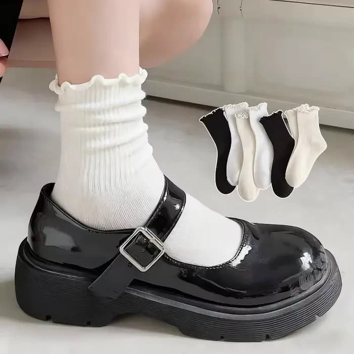 Chaussettes mi-mollet à volants pour femmes