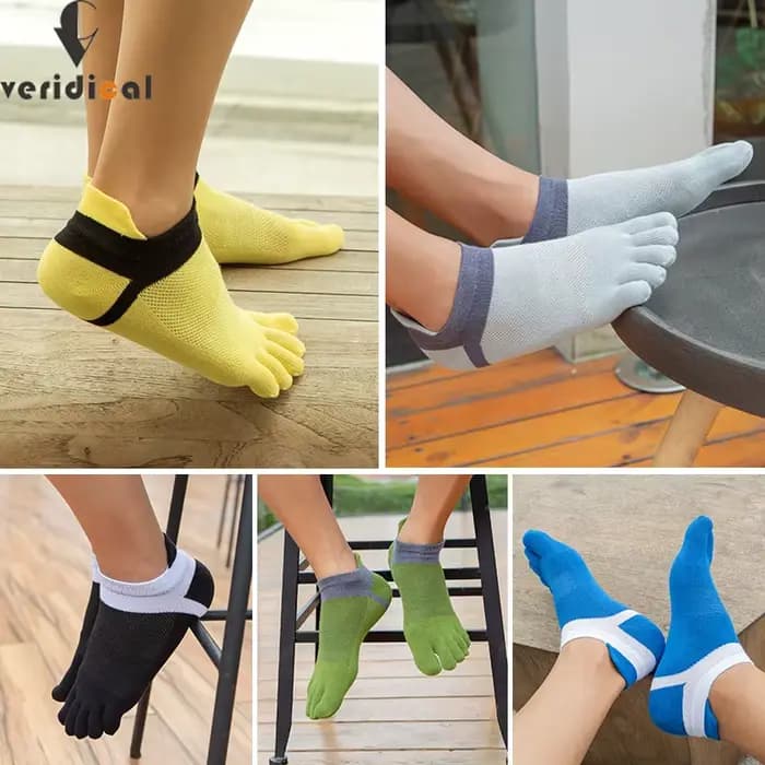 Chaussettes de sport invisibles à 5 doigts en coton respirant