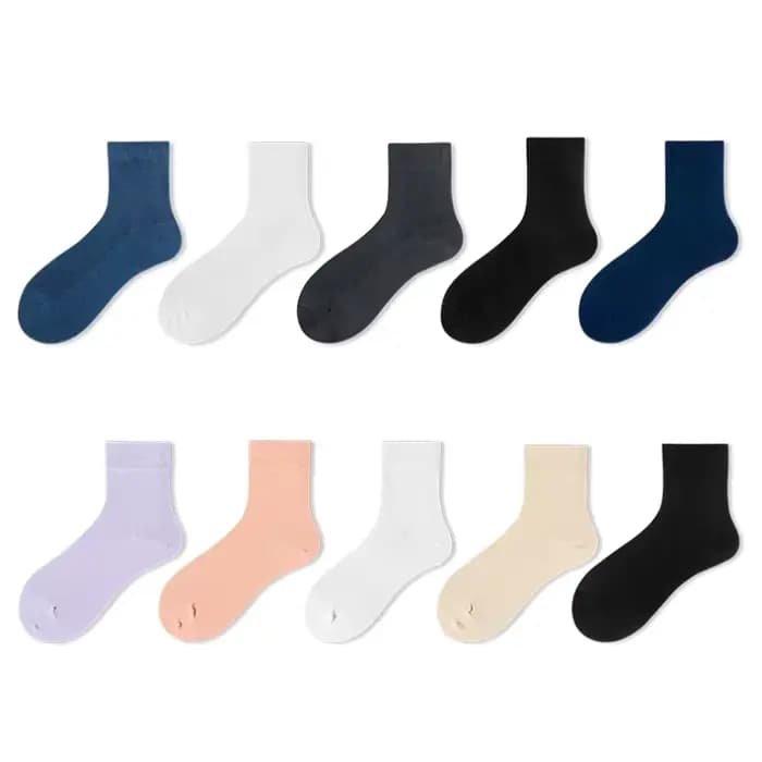5 paires de chaussettes d'été mi-mollet pour femmes