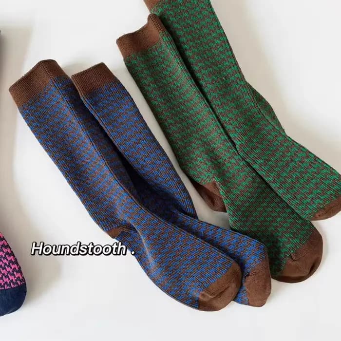 Chaussettes en coton optique avec motif pied-de-poule