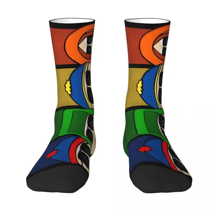 Chaussettes Happy unisexes en polyester imprimé 3D