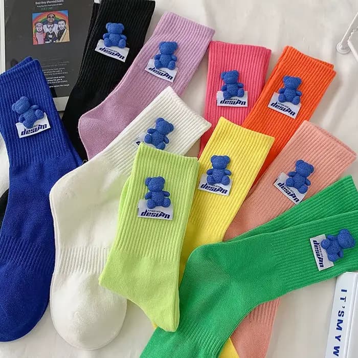 Chaussettes ours bleu Kawaii pour femmes