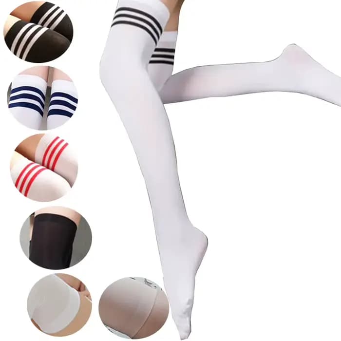 Chaussettes hautes rayées pour femmes