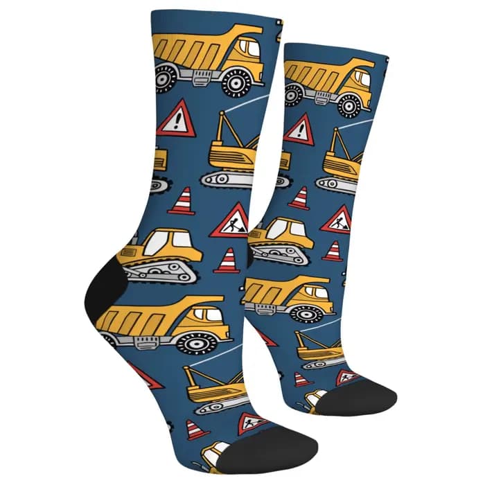 Chaussettes de dessin animé sur le thème de la Construction de routes