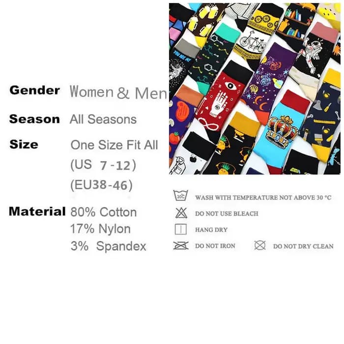 Chaussettes drôles mode Hip Hop Skateboard