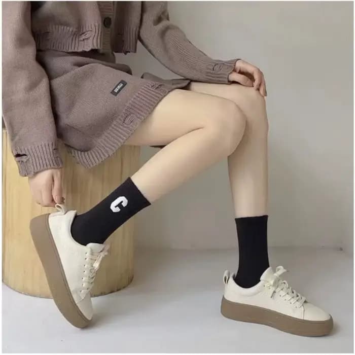 1/2 paires de chaussettes brodées en pur coton pour hommes et femmes
