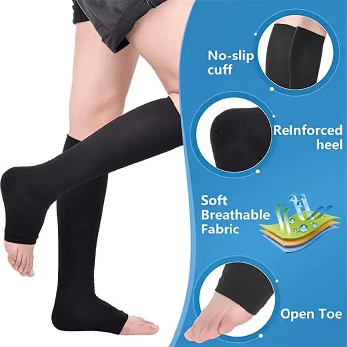 Chaussettes de compression S-XXL 1 paire médicale prévenir les varices tuyau de soutien sans orteils pour femmes hommes