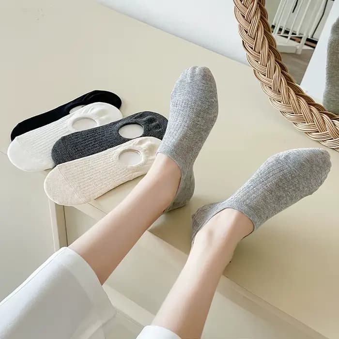 Femmes chaussettes pantoufles nouvel été mince couleur unie