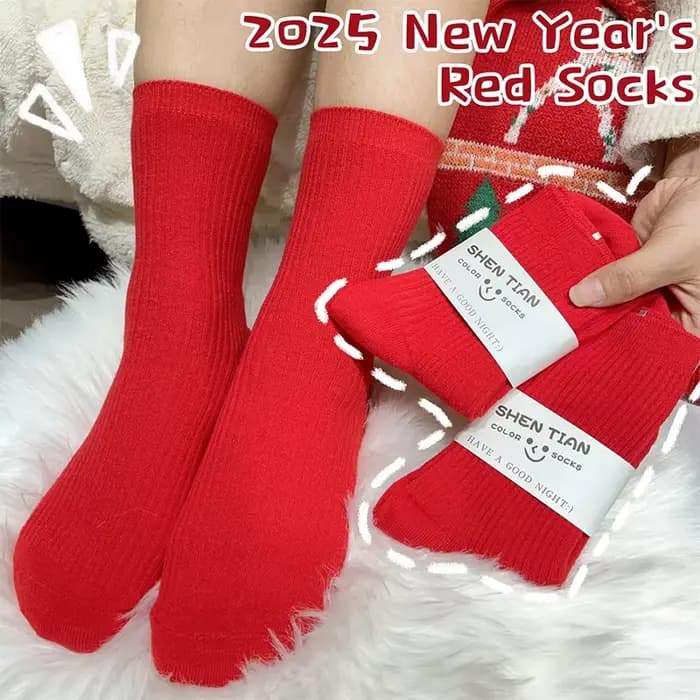 Chaussettes rouges en coton pour hommes et femmes