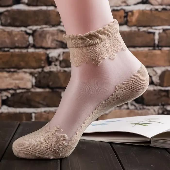Chaussette en dentelle à volants pour femme
