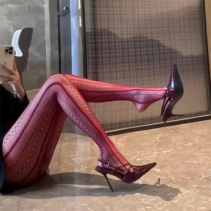Collants ajourés à chaîne pour femmes