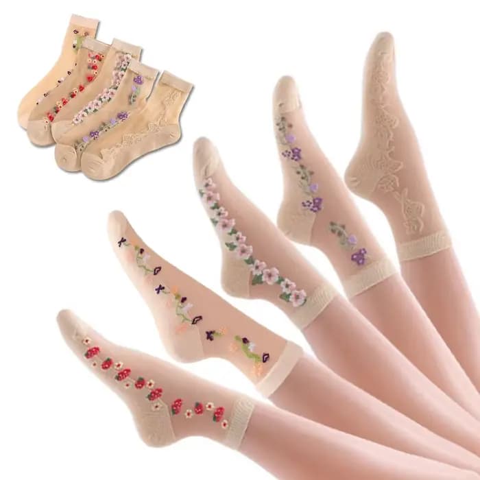 5 paires de chaussettes en soie glacée