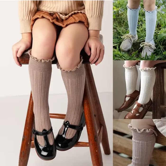 Chaussettes hautes à volants pour filles