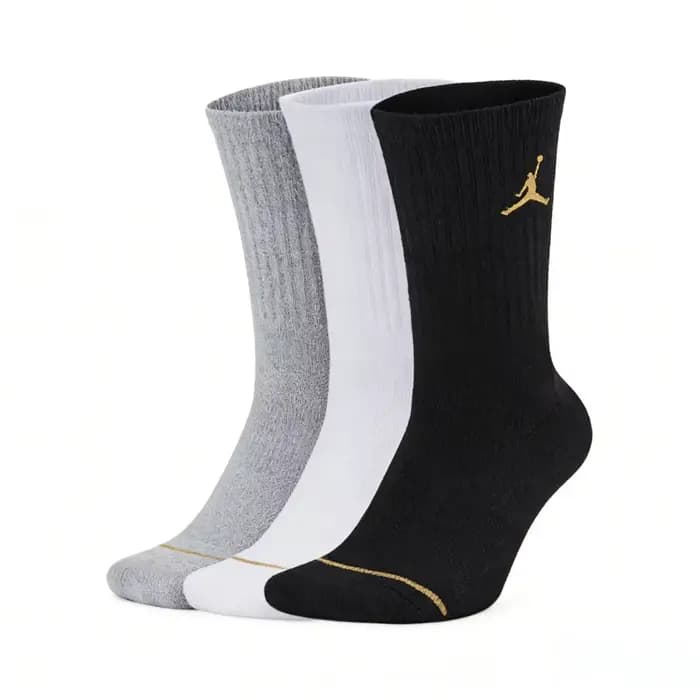 Chaussettes de basket-ball Nike : AJ Jordan Triple Pack Chaussettes mi-mollet pour hommes et femmes – Respirantes et anti-humidité SX5545-915