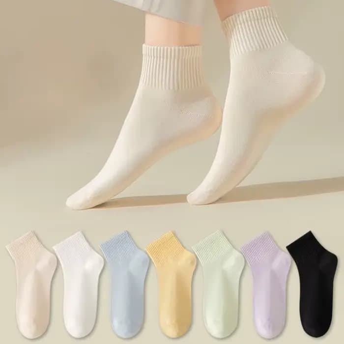Femmes couleur unie coton cheville chaussettes femme doux tricoté chaussette courte filles absorbant la sueur respirant