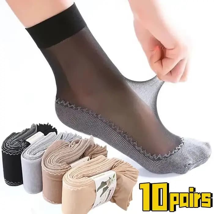 1/10 paires soie velours cheville courte Sox élastique dentelle chaussettes femmes Transparent ultra-mince femme maille antidérapant bas épissure chaussette