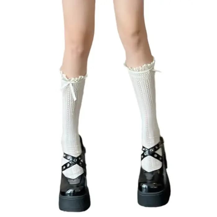 Chaussettes d'été en dentelle avec nœud papillon pour femmes